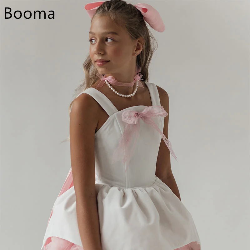 Booma Flowers Girl Dresses Knee-Length Flowers Wedding Party Dress for Kids A-Line Girls Prom Gowns Customized