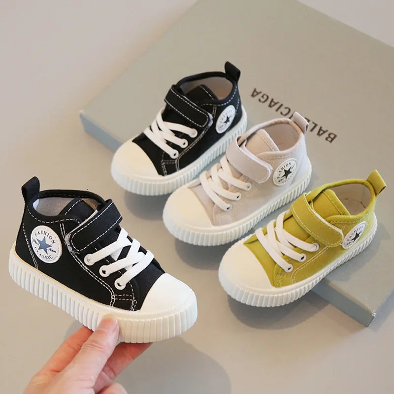 

Kids High Top Canvas Shoes Spring Fall Boys Casual Sneakers Non Slip Girls Flat Shoes Cushione Sole Toddle Children Shoes Casual