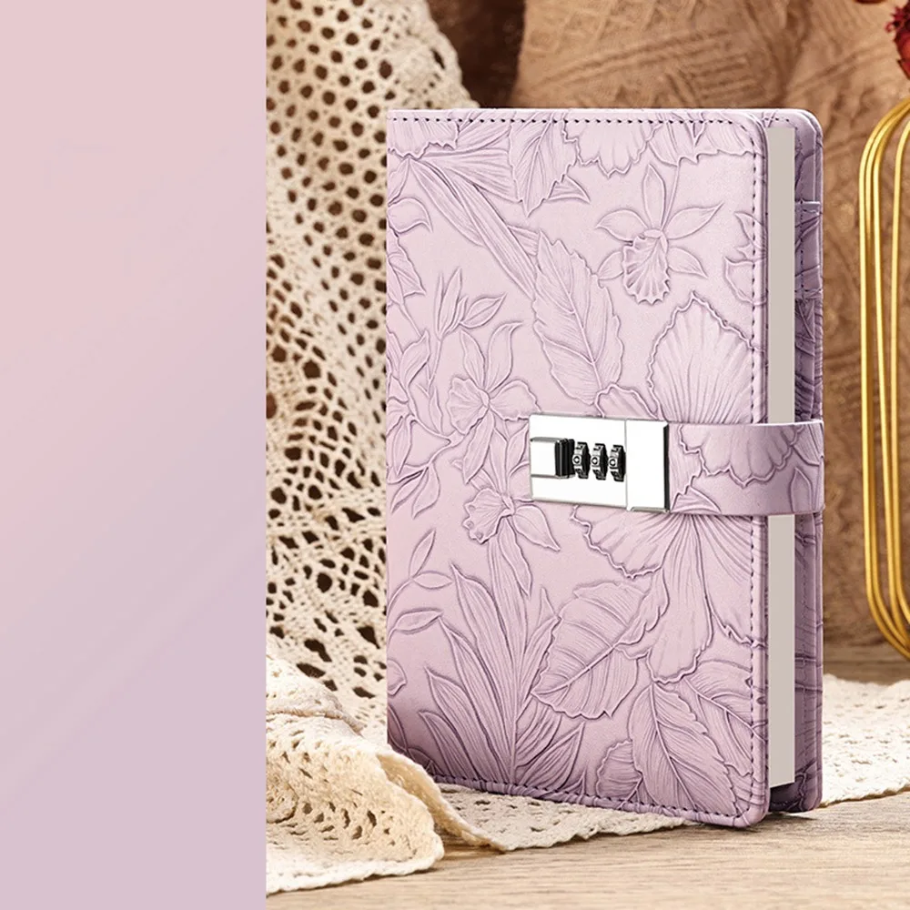 

224 Pages B6 Notebook Thickened Protecting Secrets Password Book with Lock Waterproof Wear-resistant Student Notepad Stationery