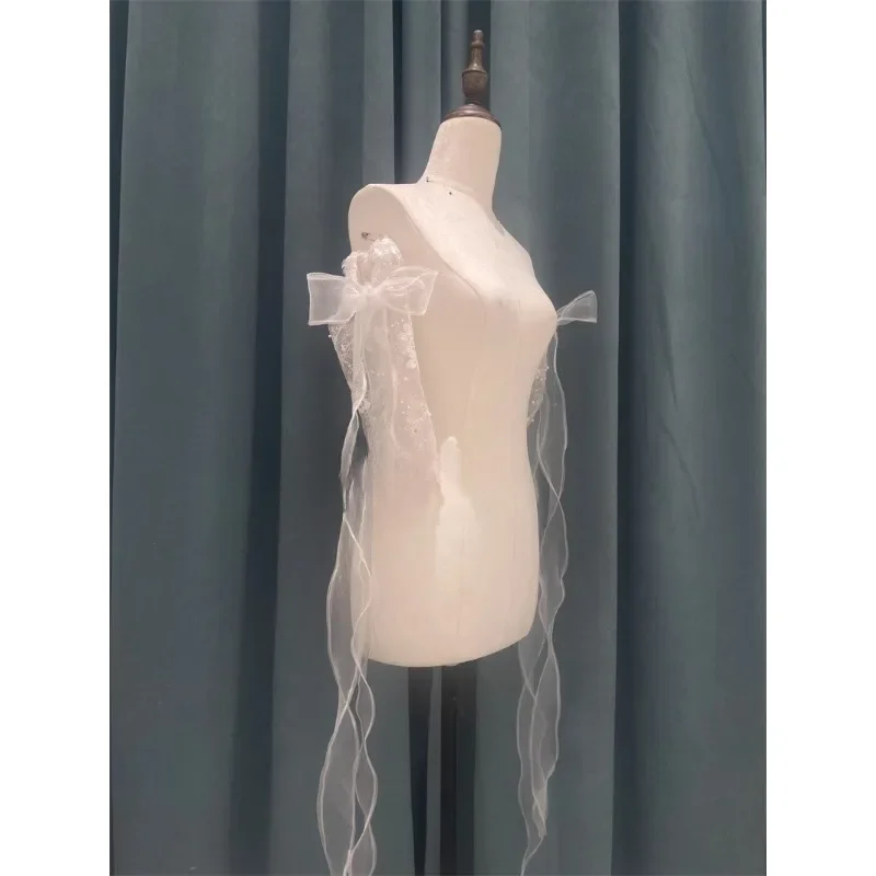 Bridal wedding dress sleeve accessories, separate sleeve streamers, hand-sewn beads, tube top wedding dress transformation type