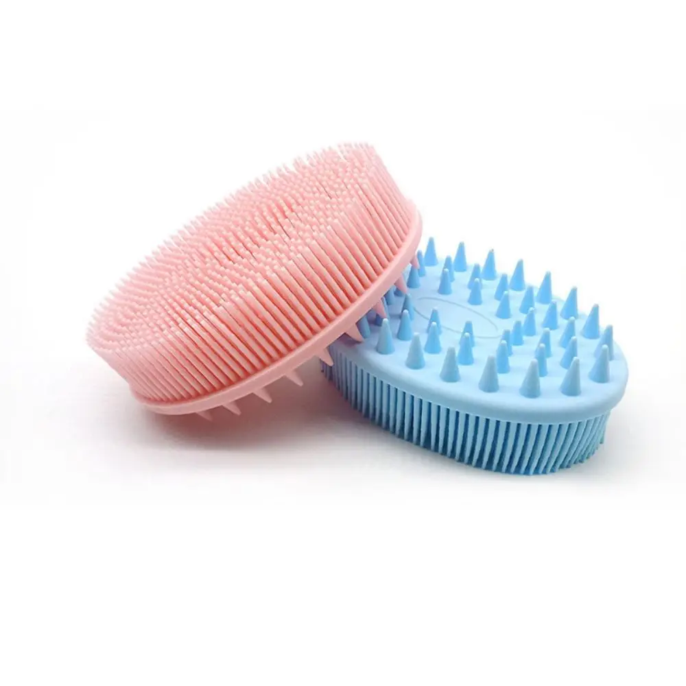 Portable Soft Shower Brush Double-sided Wet and Dry Shampoo Brush Baby Touch Training Exfoliating Silicone Bath Brush Men