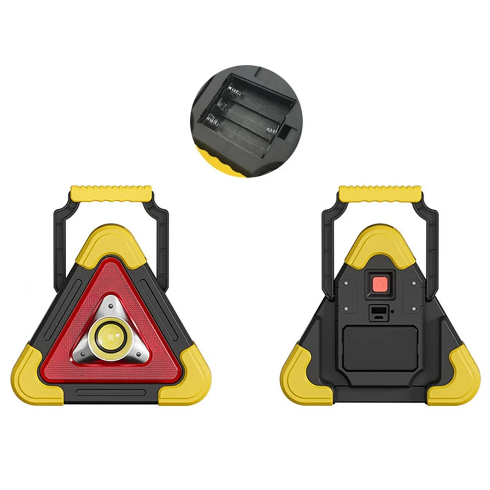 

2-IN-1 Roadside Warning Light 4 Modes Solar Triangle Warning Sign with Handle High Brightness Breakdown Alarm Lamp Road Safety