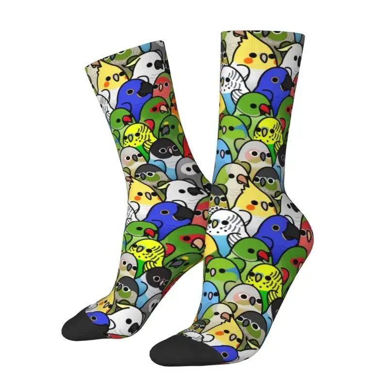 

Fashion Men's Funny Parrot Birds Squad Art Socks Unisex Comfortable 3D Print Cockatiel Bird Crew Socks