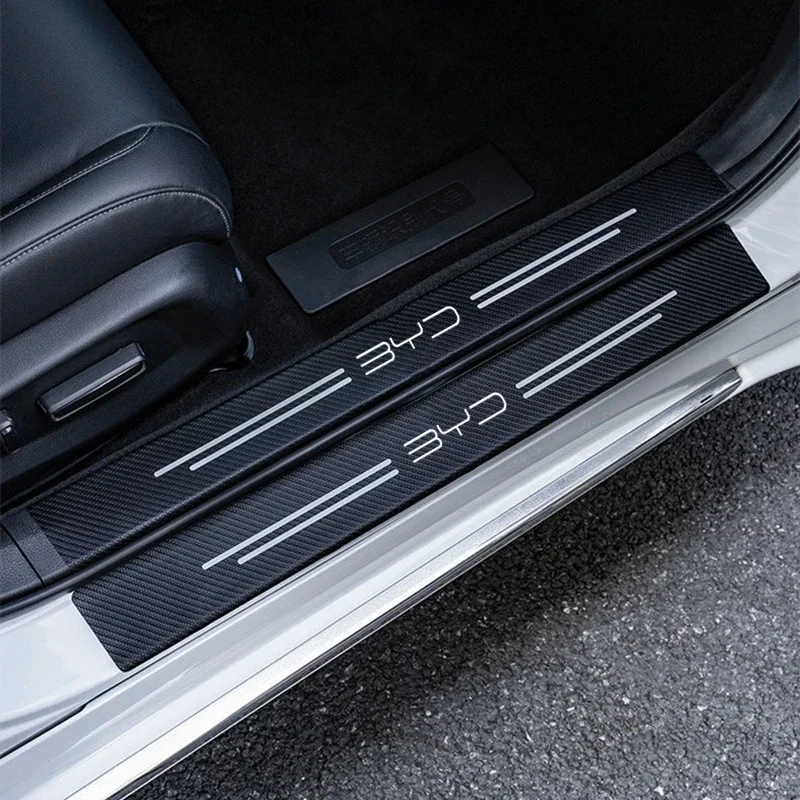 Carbon Fiber Car Door Sill Protector Strips Rubber Scratch Anti Sticker Strip For BYD Tang F3 E6 Atto Yuan Plus Song Max F0 G3