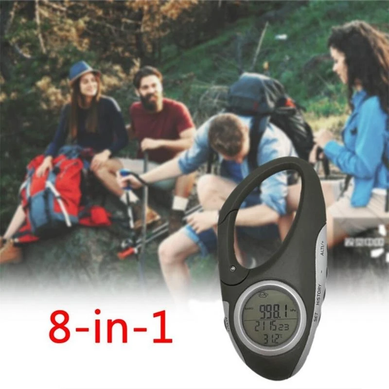 G8DB Handheld Gauge Digital Barometer Carabiner Thermometer Altimeter
