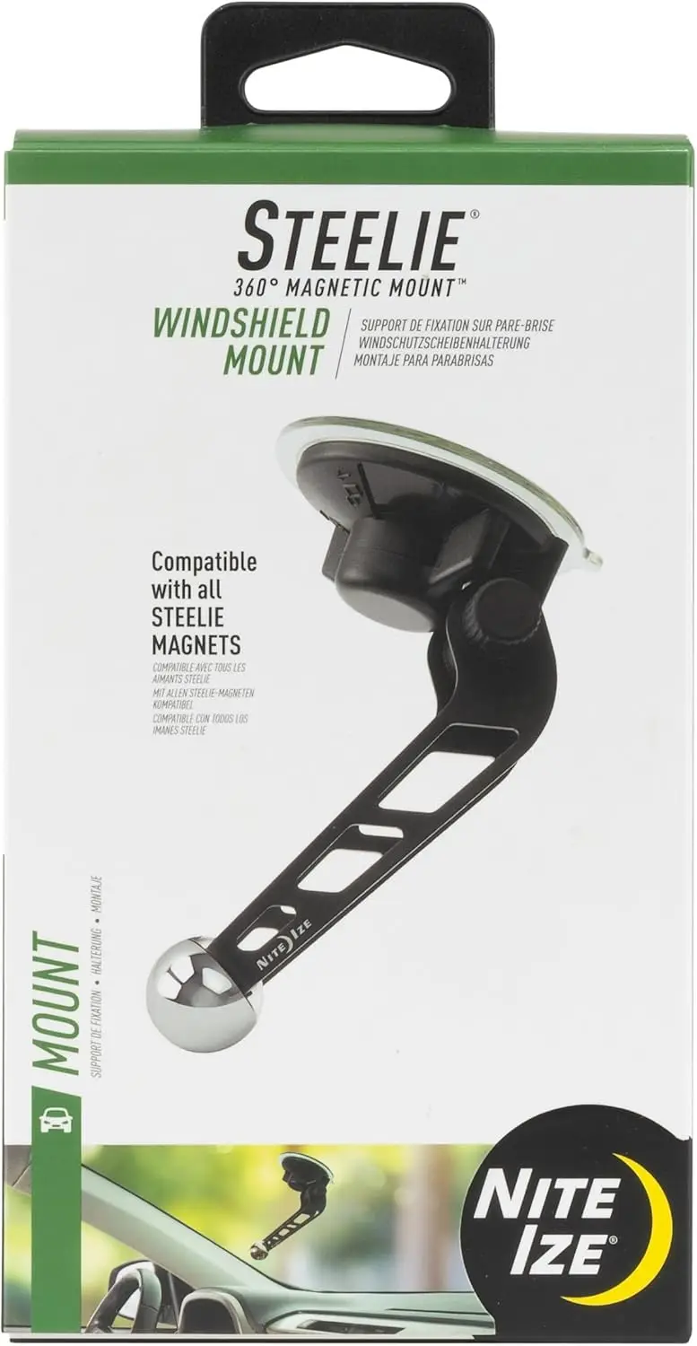 

Universal Magnetic Phone Holder for Car Windshield - Secure Mount Alternative to Dashboard & Vent - Black