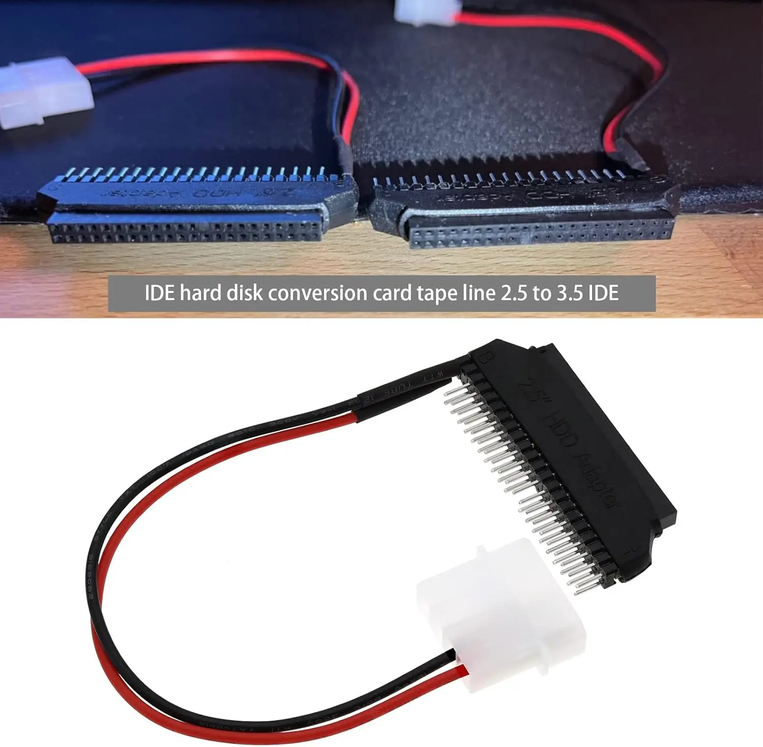 With Power Cord, 2.5-Inch IDE to 3.5-Inch IDE, 2.5-3.5 IDE Adapter Card, 44Pin Female to 40Pin Male Large to Small Adapter Card