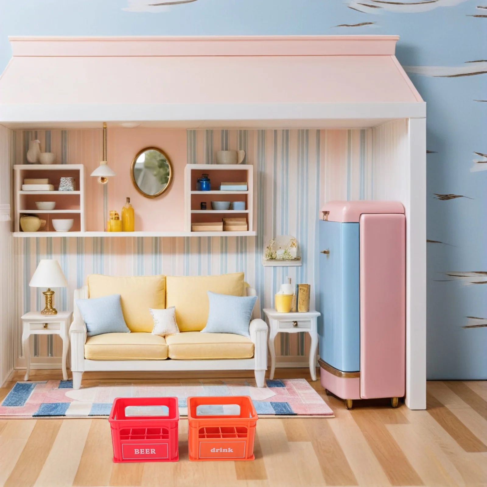 Cassa per birra in miniatura da 10 pezzi: micro decorazione realistica del paesaggio per accessori da bar per casa delle bambole, set da gioco da cucina per piccola casa con