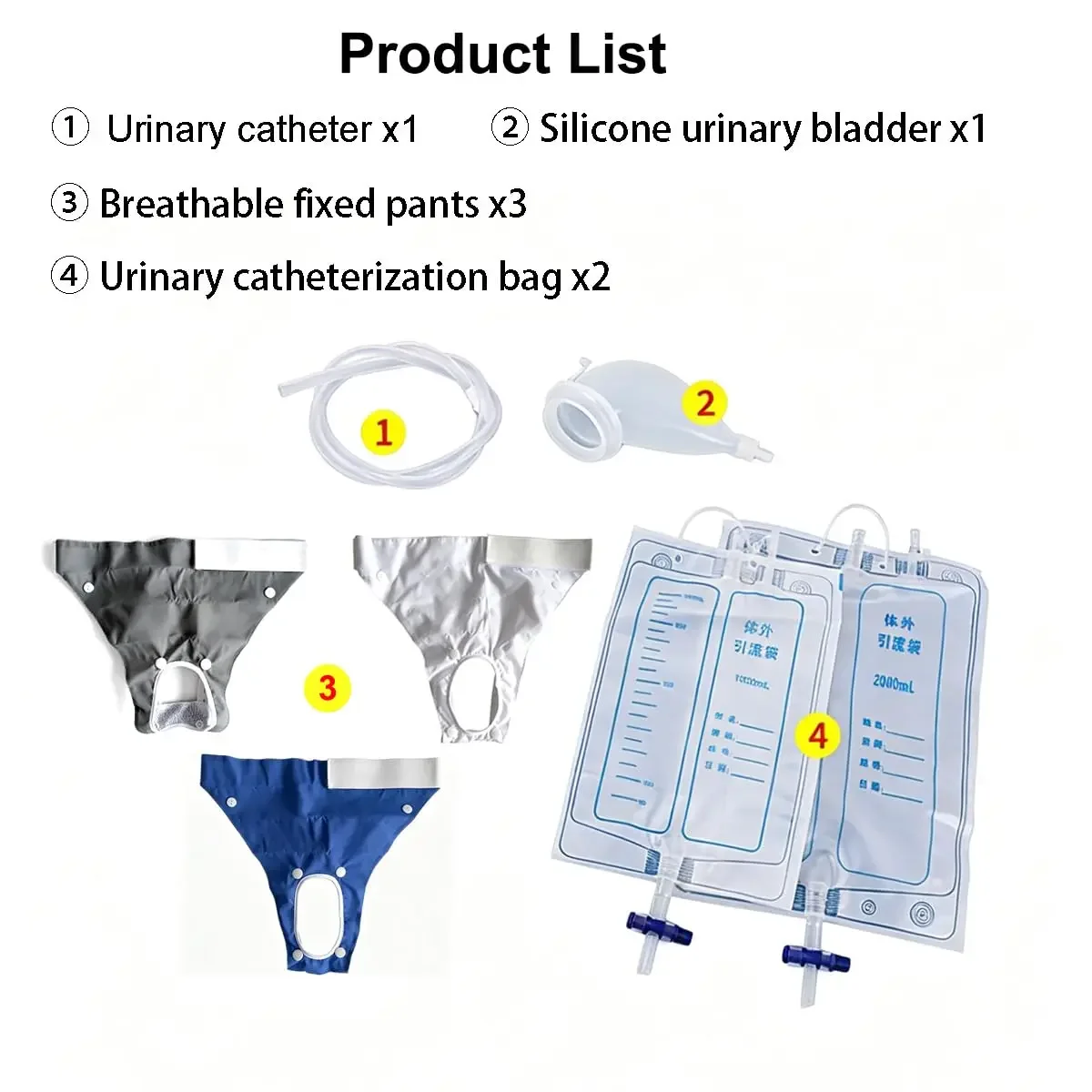 For Condom Catheters Elder Men Reusable Portable Male Urinal Kit Includes 2 Urine Collection Bags Blue White Grey