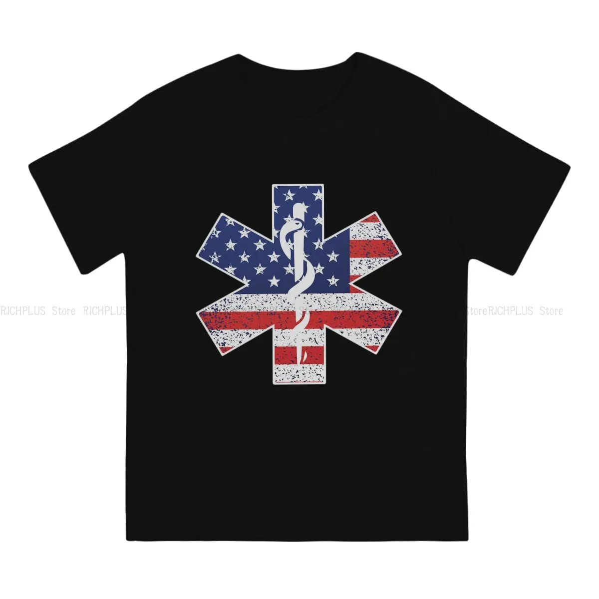 USA Flag EMT Paramedic Caduceus Doctor Nurse EMS Ambulance Men TShirt  O Neck Short Sleeve Polyester T Shirt Funny Gift Idea