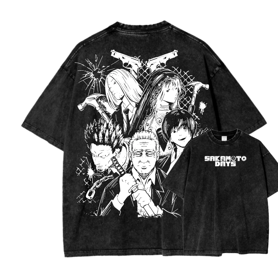 Sakamoto days hot product New Model Washed T-shirt personality Clothes Retro Fashion Streetwear Trendy Couples high quality gift