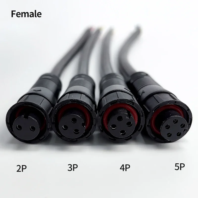 5/20Pcs M12 Waterproof 2 3 4 5 Pin IP67 Cable Wire Plug for LED Strips Male and Female 20cm Length Connector Rubber core head view 4