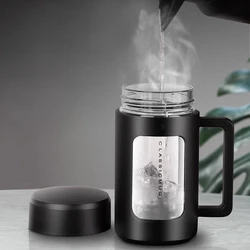 GIANXI Glass Water Cups With Handle Portable Leakage-proof Scalding Protection Mug Anti-fall Glass Tea Cup