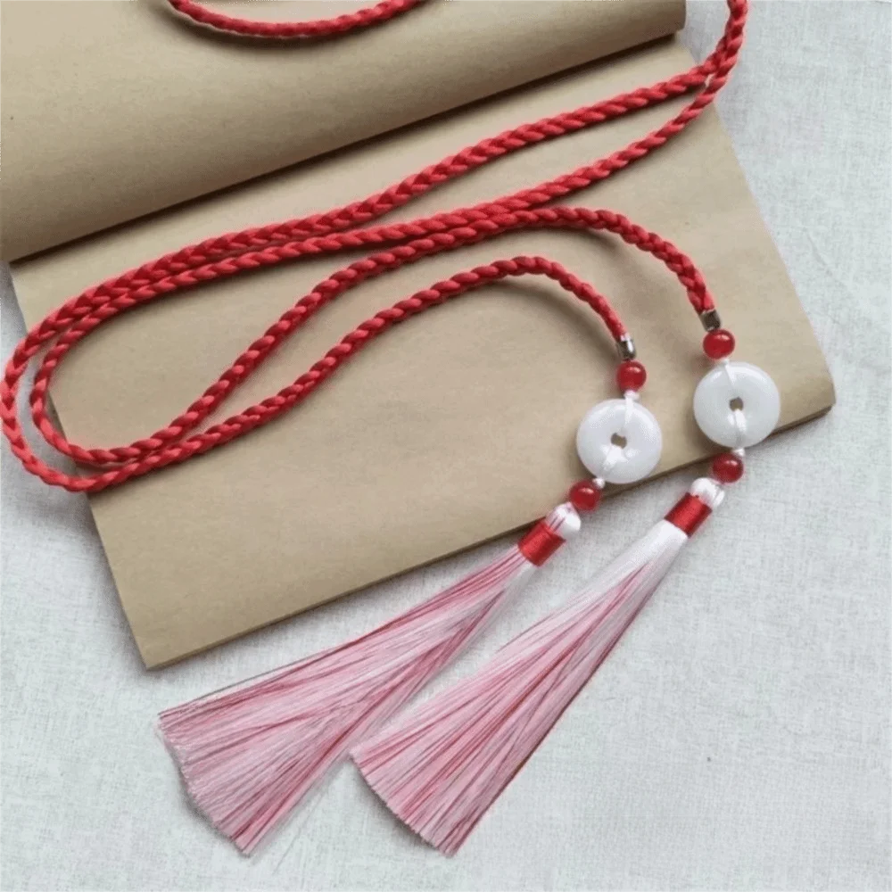 Retro Handgewebter Hanfu Taillengürtel Chinesischer Stil Traditioneller Quasten-Taillenriemen Ping An Anhänger Taillenseil für Männer und Frauen – Detail 10