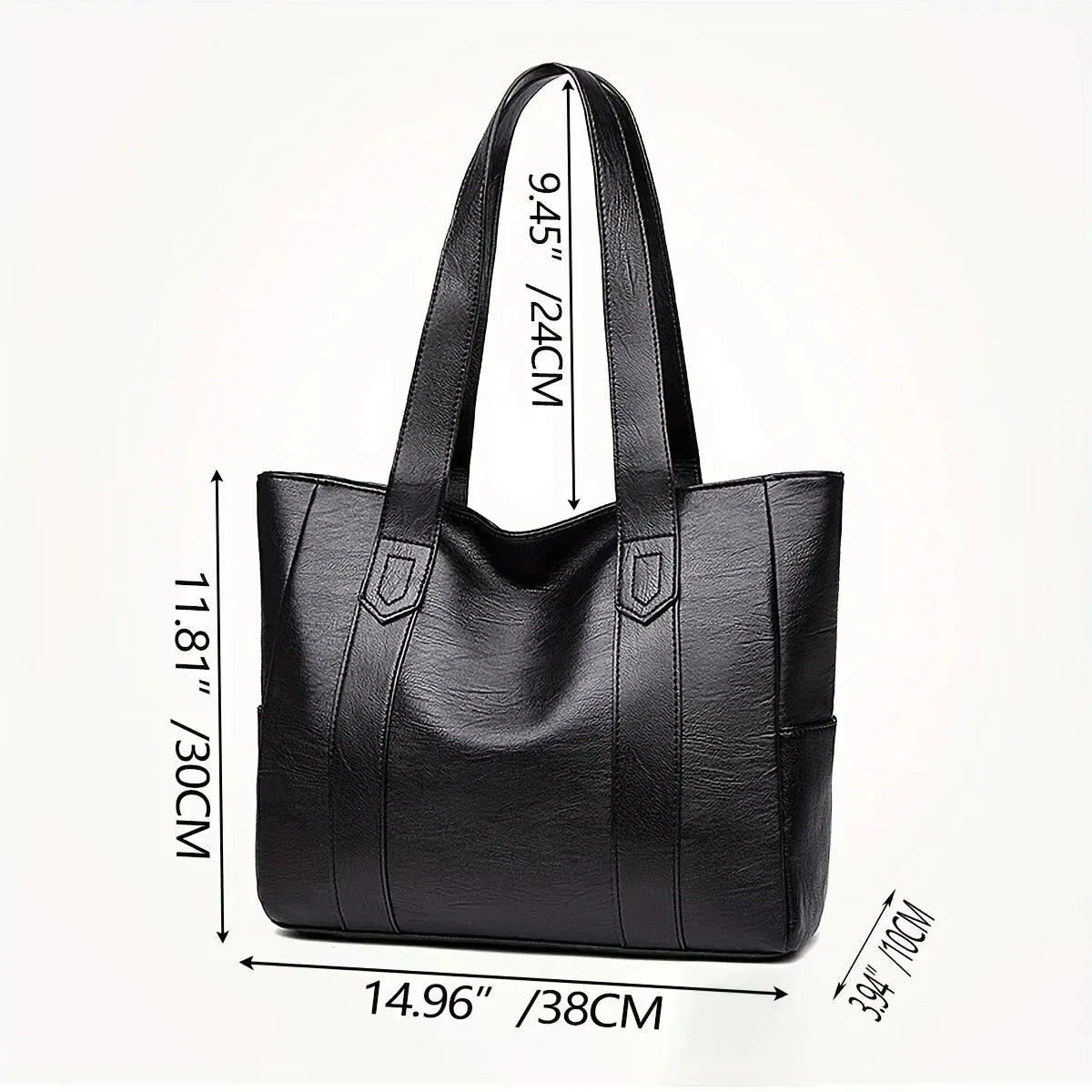 1pc Vintage Large Capacity Tote Bag Retro Vegan Shoulder Bag Women's Casual Handbag For Commute image 2