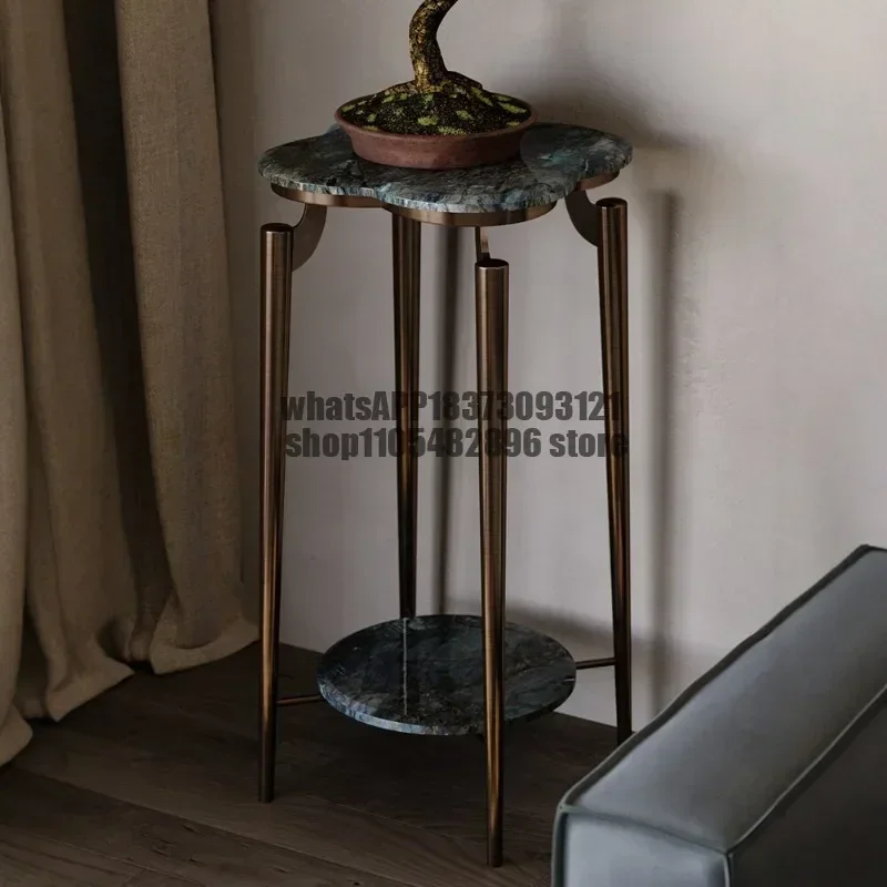 Natural luxury stone four-leaf clover flower stand sapphire blue jadeite high-end light luxury living room storage new