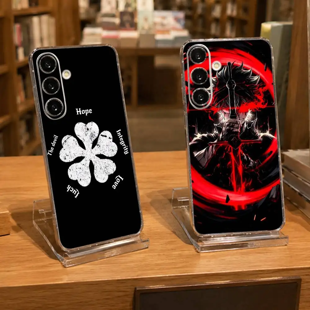 magic B-Black Clovers Clear Phone Case for Samsung A71, A70, A52, A51, A40, A30, A20