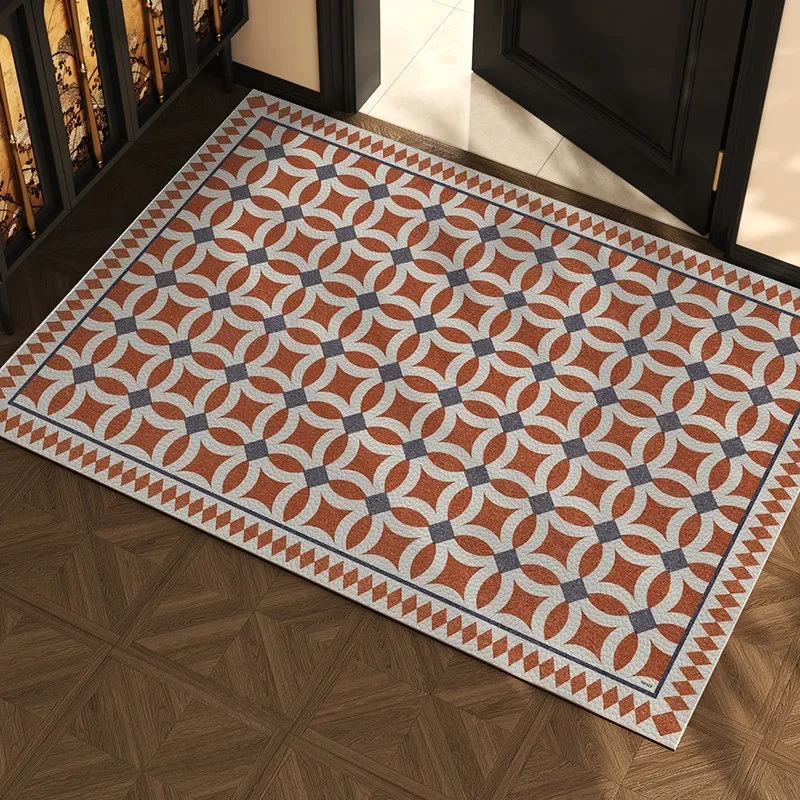 Entrance Door Mat Pvc Leather Carpet Anti-slip Waterproof Dirt-resistant Carpets High-end Entryway Rug Home Decor Floor Mats