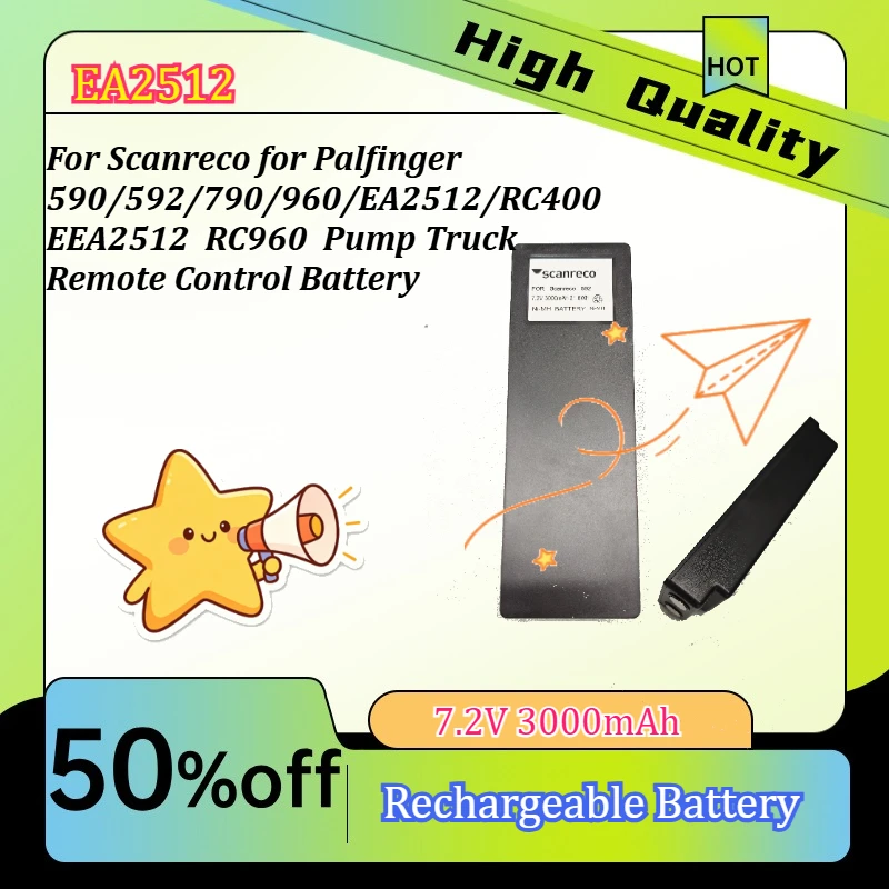 EEA2512 7.2V 3000mAh For Scanreco for Palfinger 590/592/790/960/EA2512/RC400 EEA2512  RC960  Pump Truck Remote Control Battery