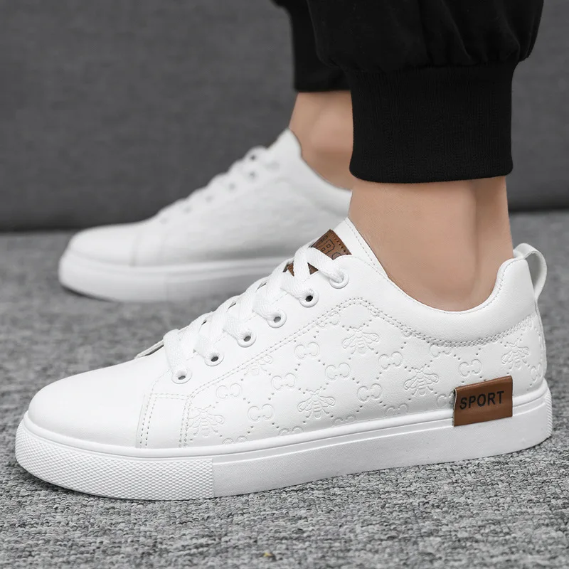 Brand Men Leather High-Top Skateboarding Shoes Men\'s Sneakers Male Flats Non-Slip Sport Shoes Zapatillas Hombre Mens Footwear