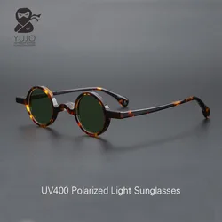 Retro Style Small Circular UV400 Polarized Sunglasses Suitable for Fashionable Vintage Men Women Outdoor Anti-Reflective Glasses