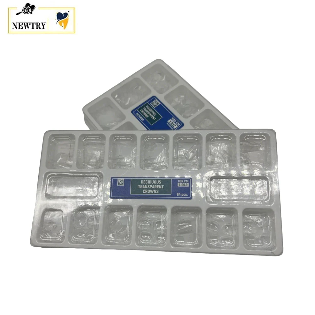 2 Boxes Dental Transparent Crown 1.910 1.911 1.912 Temporary Preformed Crowns Adult Kids Deciduous Tooth Restoration Materials
