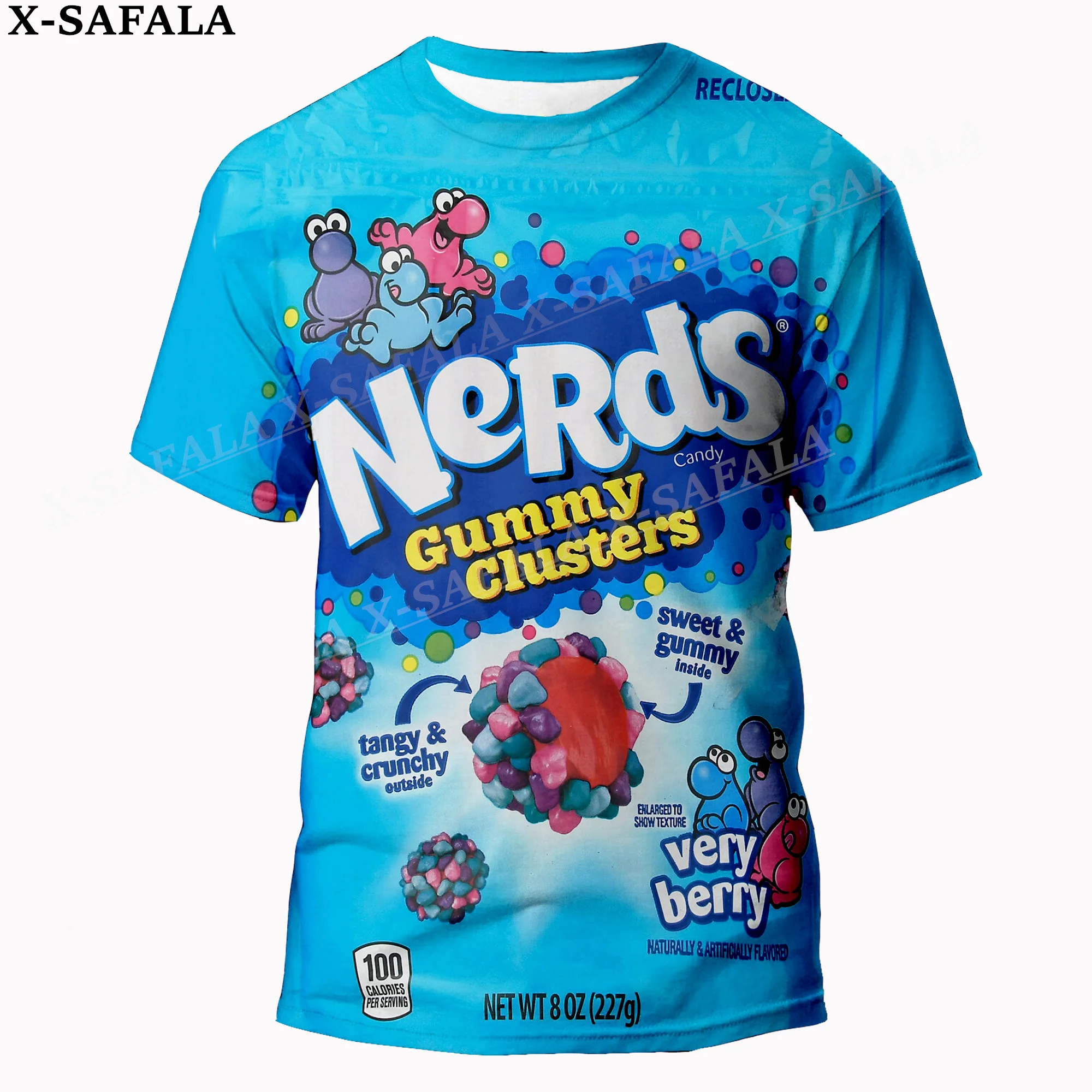 Novelty Funny Nerds Candy Food Customized 3D Printed High Quality Milk Fiber T-shirt Round Neck Men Female Casual Tops-1