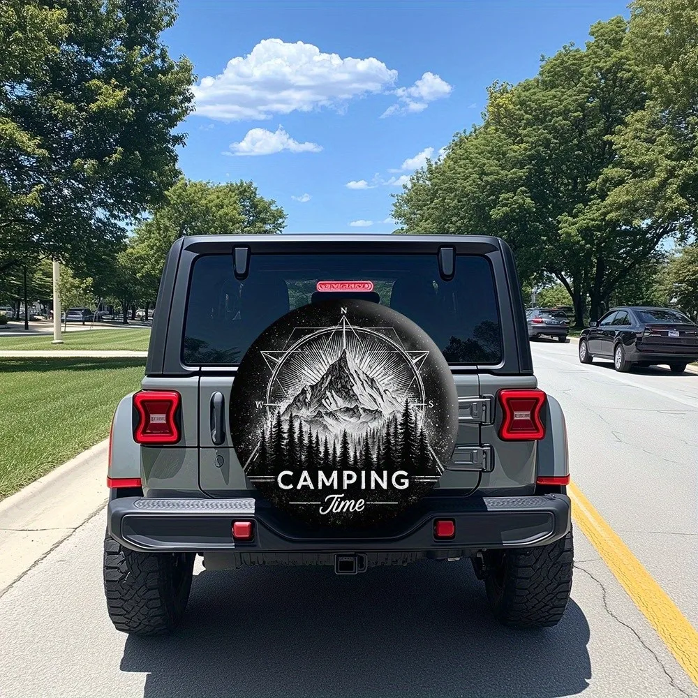 Camping Mountain Pine Spare Tire Cover for SUV Off-Road Cars Universal Outdoor Travel Decor