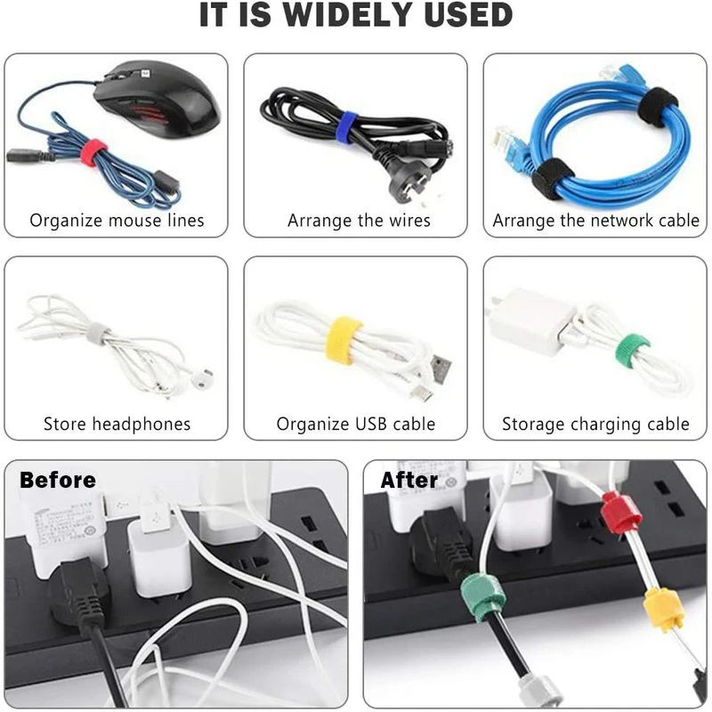 【Fast Ship】Reusable 3M Cable Organizer Wire Cable Winder Cord Management Straps Mouse Line Velcro Self-adhesive Cable Manager