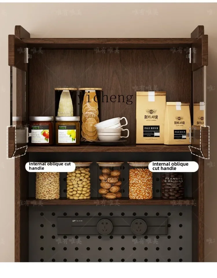 BF  solid wood dining side cabinet integrated high cabinet against the wall kitchen locker narrow tea cabinet