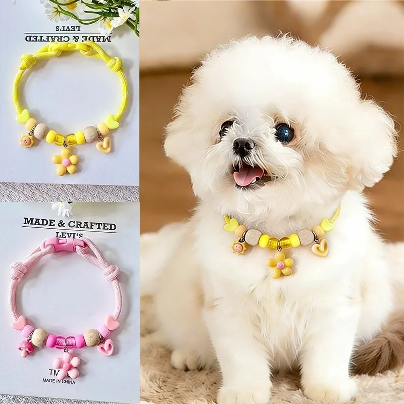 Pet Insect Repellent Collar, Flea Repellent Magic Collar, Adjustable Cute Macaron Color Camphor Wood Anti Parasite Necklace for