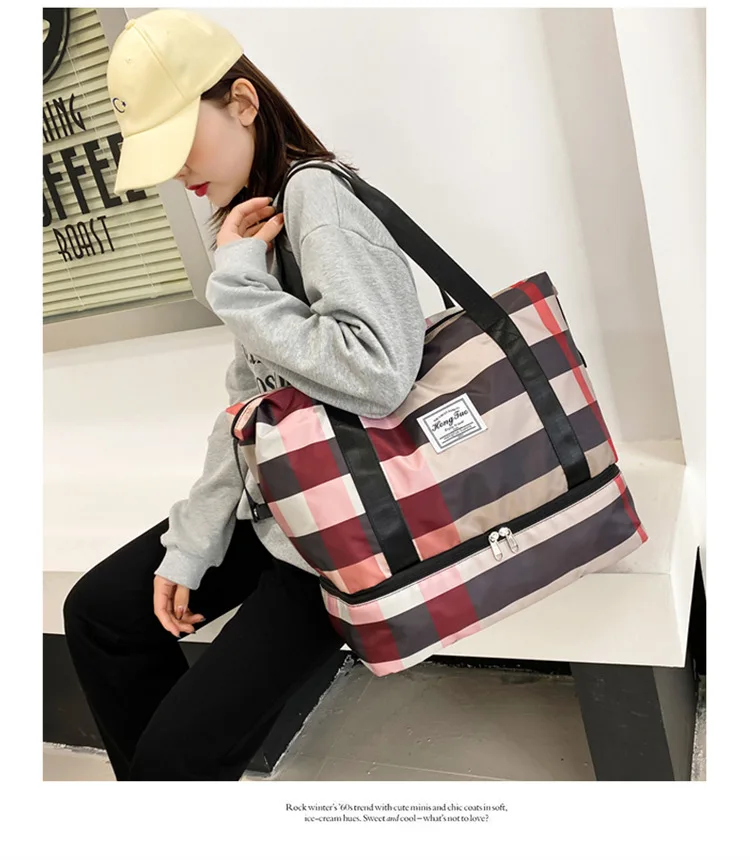 Bolsa de equipaje portátil de embarque de gran capacidad, moda de moda para Yoga, bolso de Fitness para mujer, bolso de hombro de viaje, viaje de negocios