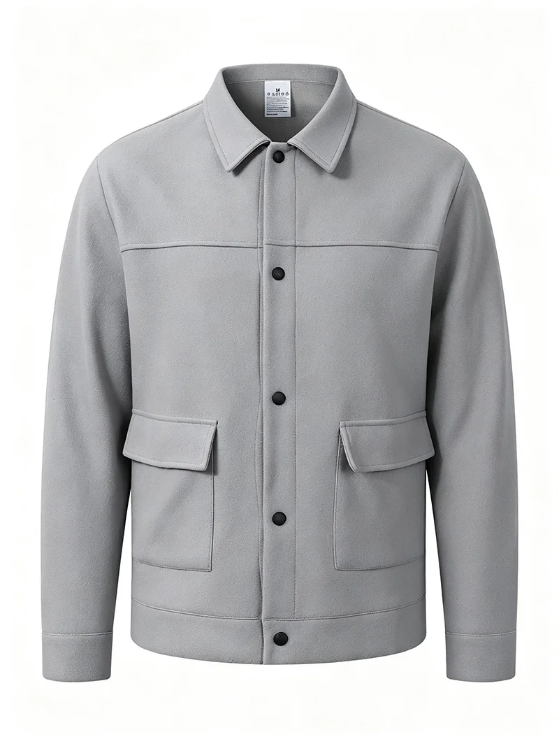 Herren Kurzarm-Hemdjacke mit Bürstenfutter, Langarm, Druckknöpfe, Lockerer Schnitt, Weich, Warm, Lässige Oberbekleidung für den Alltag, Herbst und Winter – Detail 6