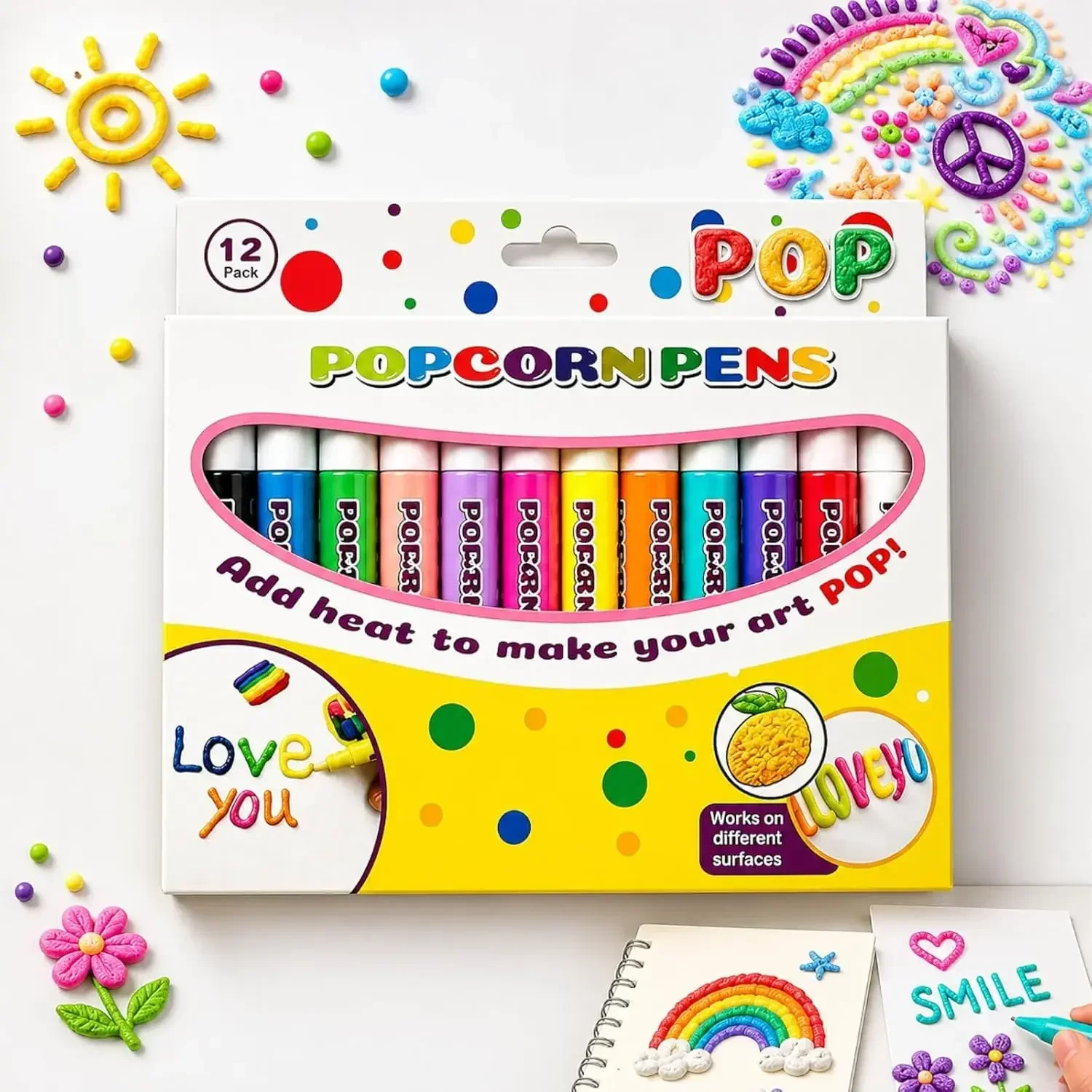 Christmas Bubble Popcorn Drawing Pen Magic 12 Color Bubble Pen 3D Art Pen Children's Drawing Coloring Creative Marking Pen 60ml