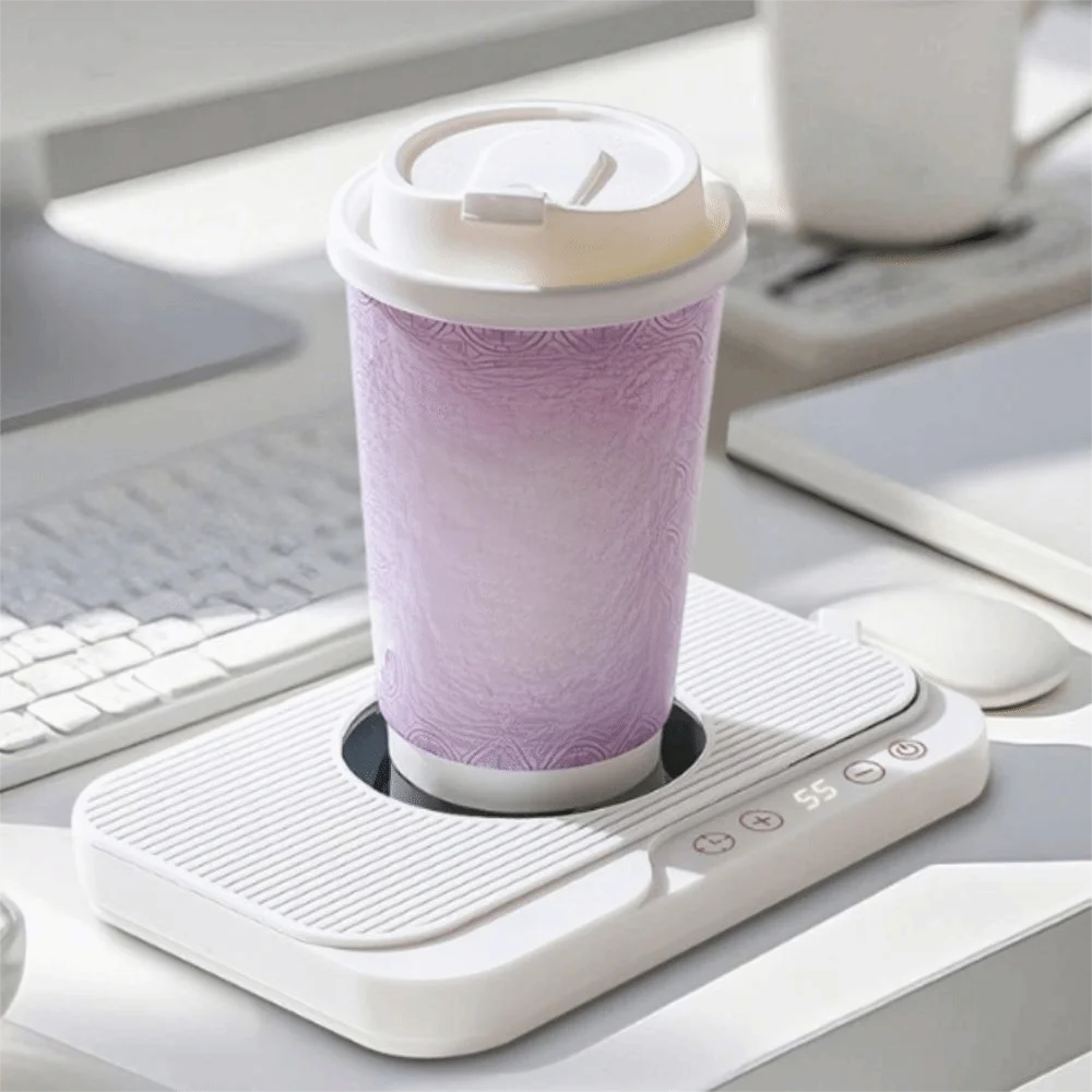Touch Panel Electric Cup Heating Coaster Adjustable 8 Gear Temperature Scratch Resistant Panel Cup Heater Fast Heating Timing