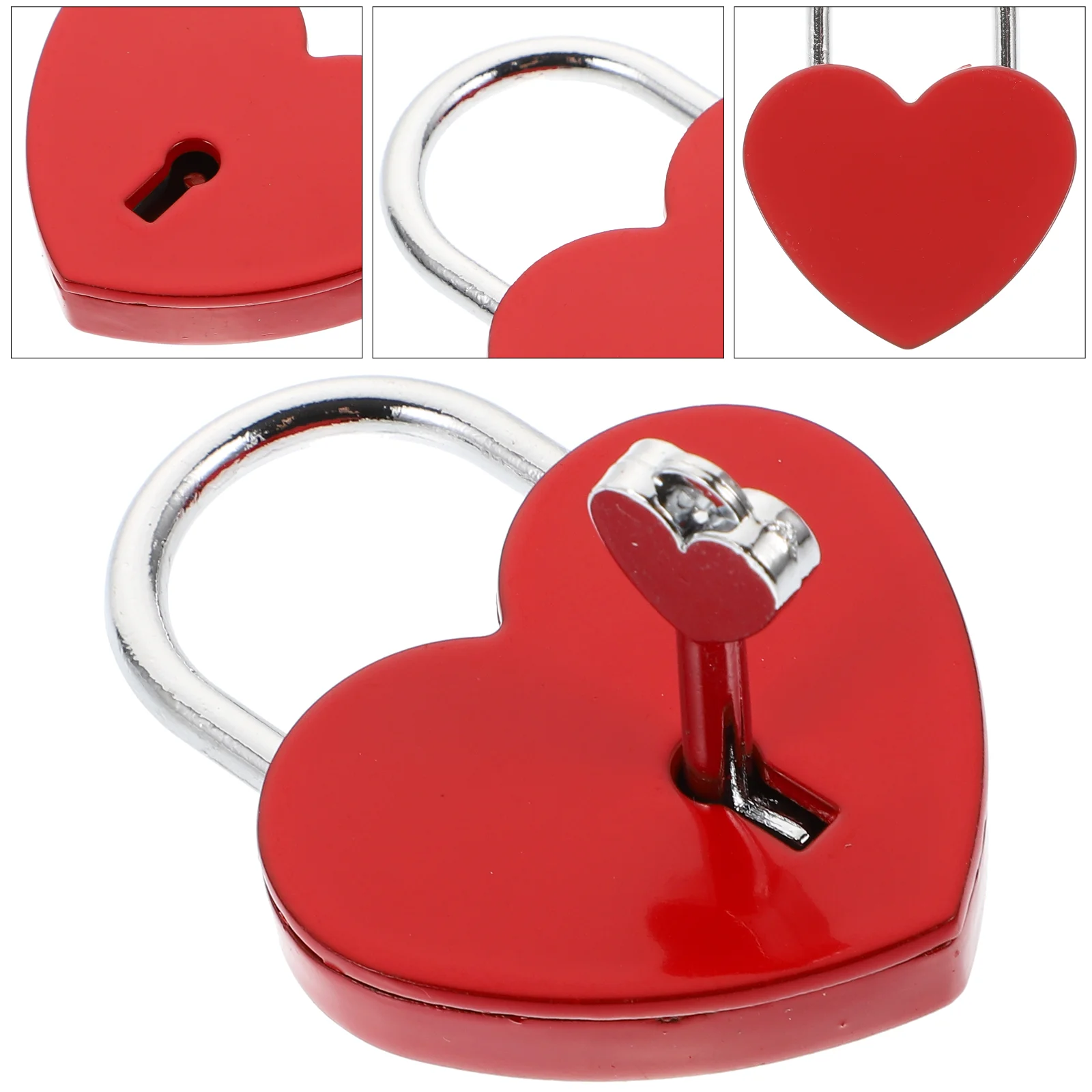 Jewelry Boxes Suitcase Love Lock Padlock Multi-functional Drawer Durable Mini Vintage 57X44X08CM Heart-Shaped Red