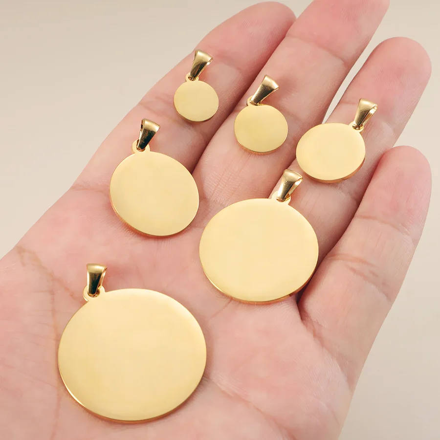 Fnixtar 20 Stück Edelstahl runde Scheibenanhänger mit Verschluss DIY Halskette Schmuck Zubehör hochglanzpoliert Großhandel – Detail 3