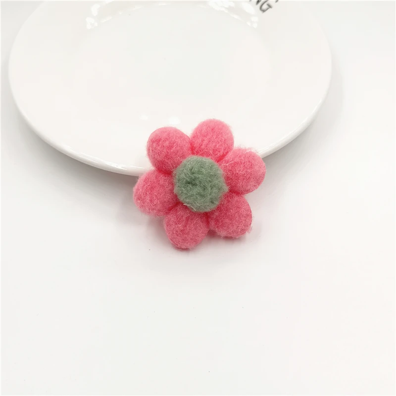 20Pcs 5.5CM Felt Flower Padded Applique For DIY Baby Hair Clip Hat Crafts Patches Decor Ornament Clothing Accessories