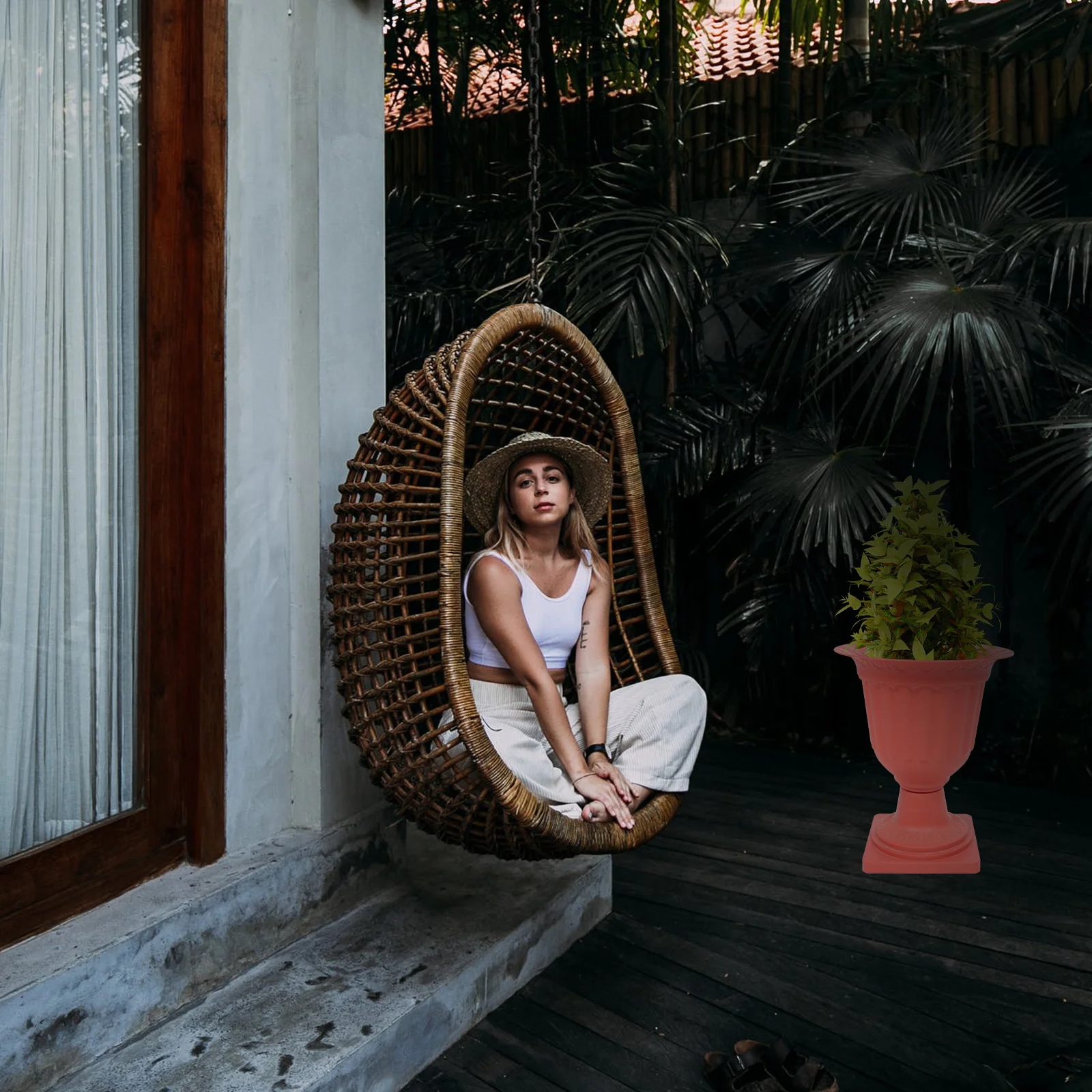 

1pcs Flower Pot Simple Design Plastic Plant Container For Indoor Outdoor Garden Decor Balcony Household Succulent Planter