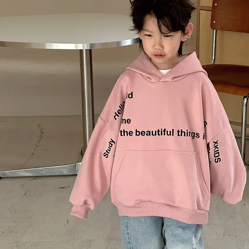 Boys Hoodies Sweatshirts Cotton Tops Outwear 2024 Gray Spring Autumn Kids Long Sleeves Sport Children's Clothing