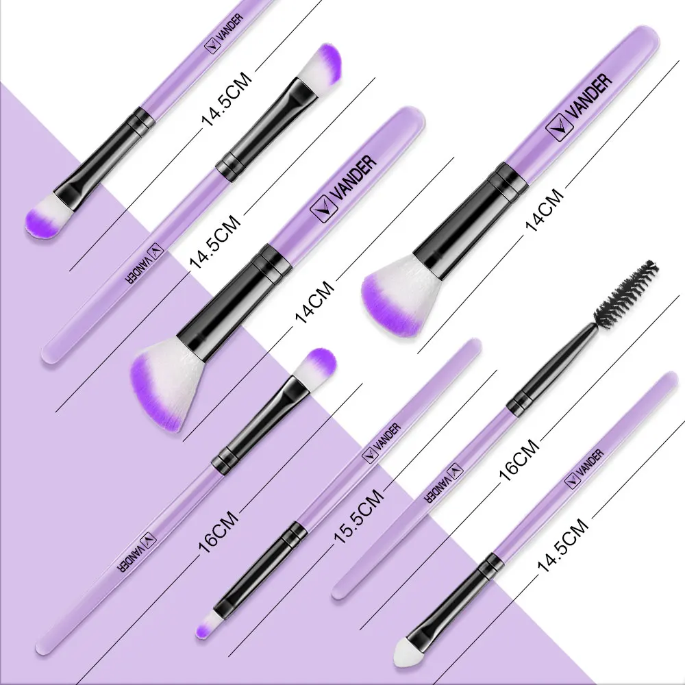 Purple 8Pcs Makeup Brush Set Cosmetics Foundation Powder Blush Makeup Brushes Eyeshadow Kabuki Blending Brush Face Beauty Tools