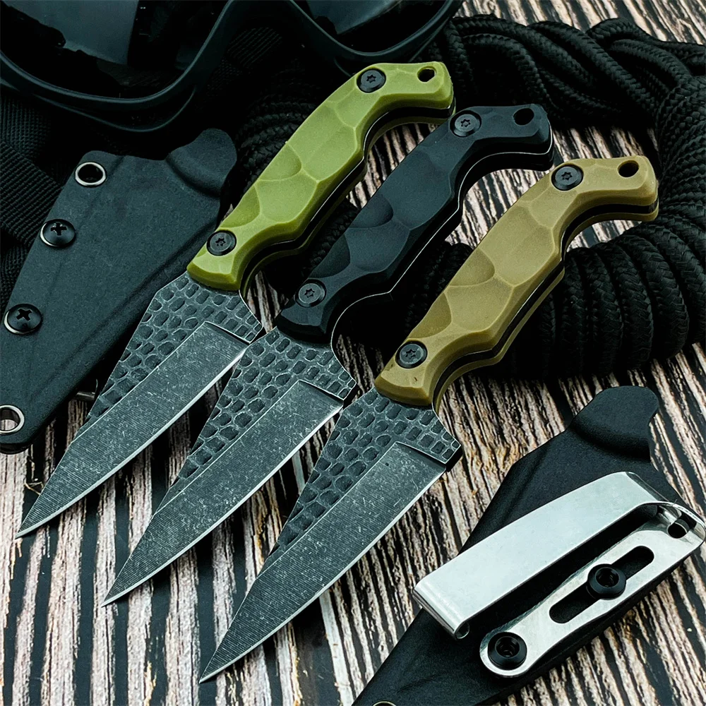 3 Different Types of Fixed Blade Knife with Sheath 8Cr13Mov Blade Nylon Fiber Handle Durable Outdoor Camping Knife Hiking Knife