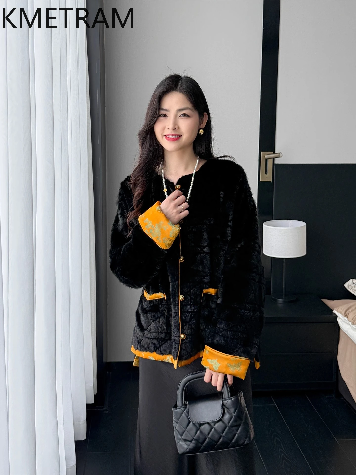 KMETRAM 100% 밍크 리얼 퍼 코트 양면 여성 겨울 재킷 2025 짧고 스타일리시한 여성 의류