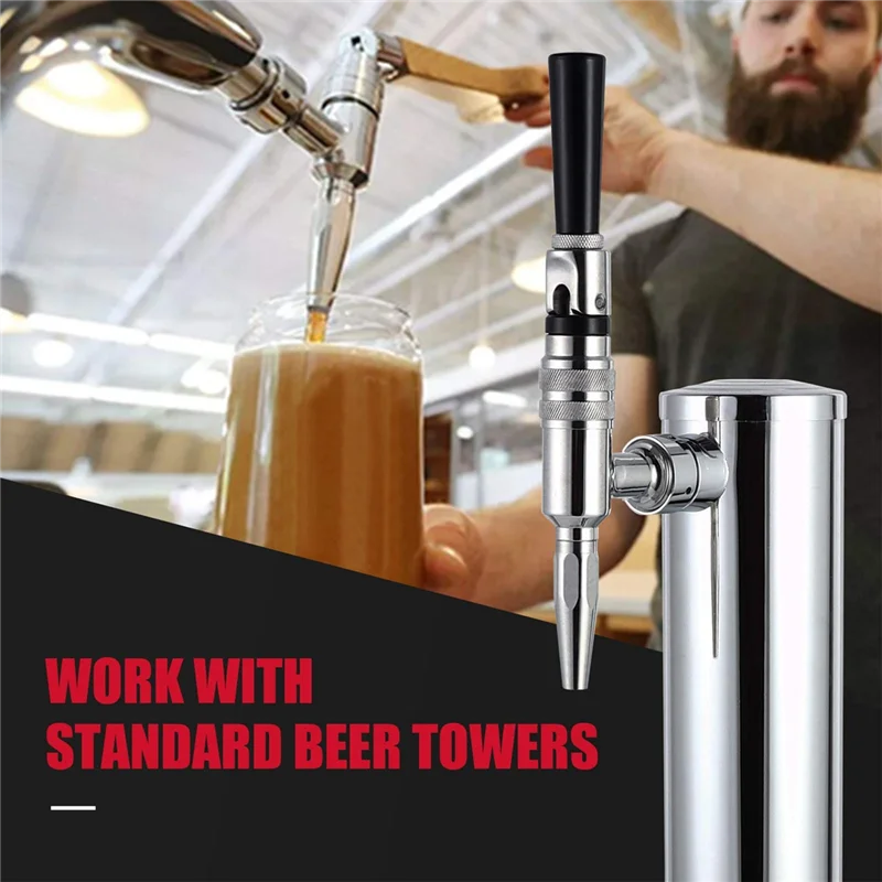 Stout Beer Coffee Faucet All 304 Stainless Steel Nitrogen Coffee Faucet, Homebrew Nitrogen Beer Keg Tap Stout Tap Kegerator