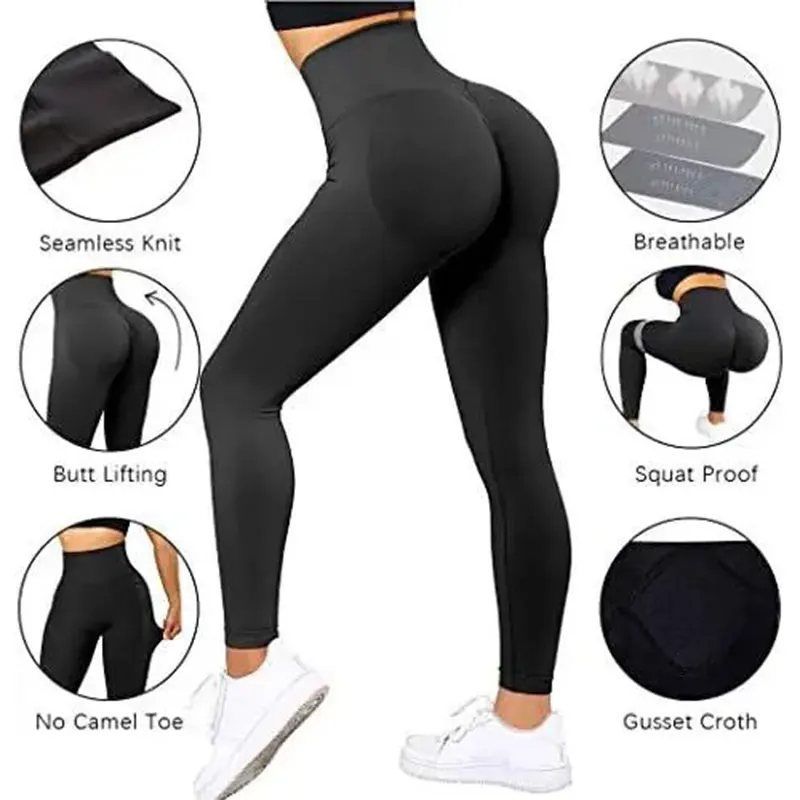 Pantaloni da Yoga a vita alta con viso sorridente senza cuciture pantaloni sportivi da corsa per il Fitness