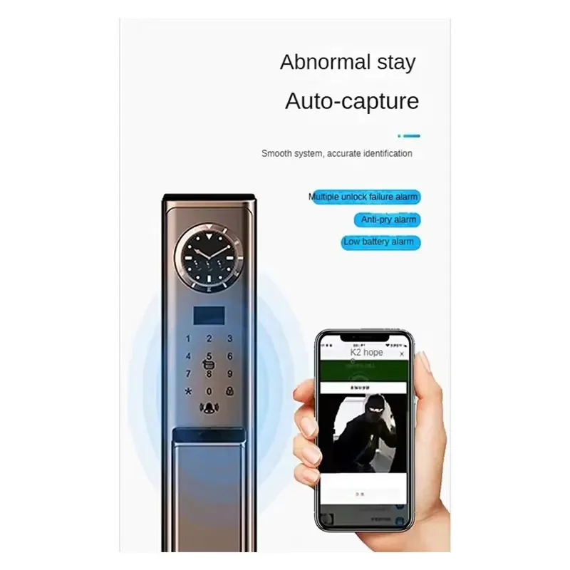 005 Security Intelligent Biometric Digital Lock Tuya Wifi Fingerprint Smart Door Lock With Camera Smart Door Lock