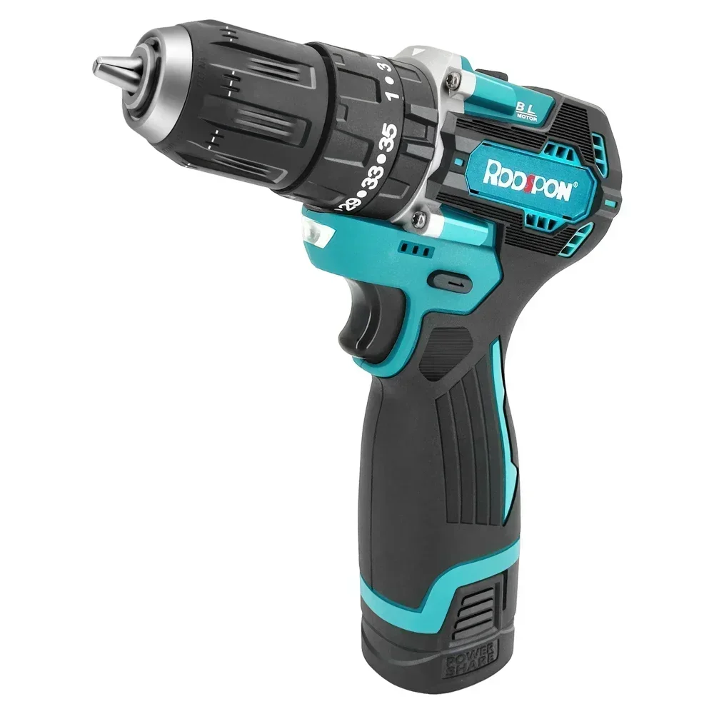 RDDSPON18V brushless drill 10mm high speed 120N/M rechargeable lithium drill with battery high torque household electric tool