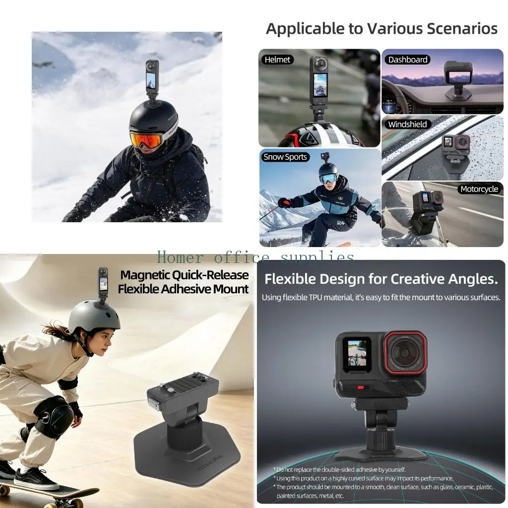 K43B Quick Release Helmet Mount for Outdoor POV Capturing, Action Camera Base with Alignment for X4 Air/ Ride