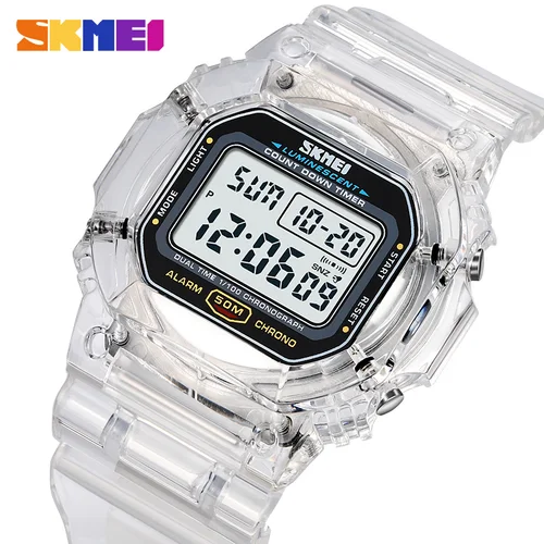 SKMEI-reloj de pulsera multifuncional para hombre, cronómetro Digital con pantalla de luz trasera, resistente al agua, 5bar, 1999