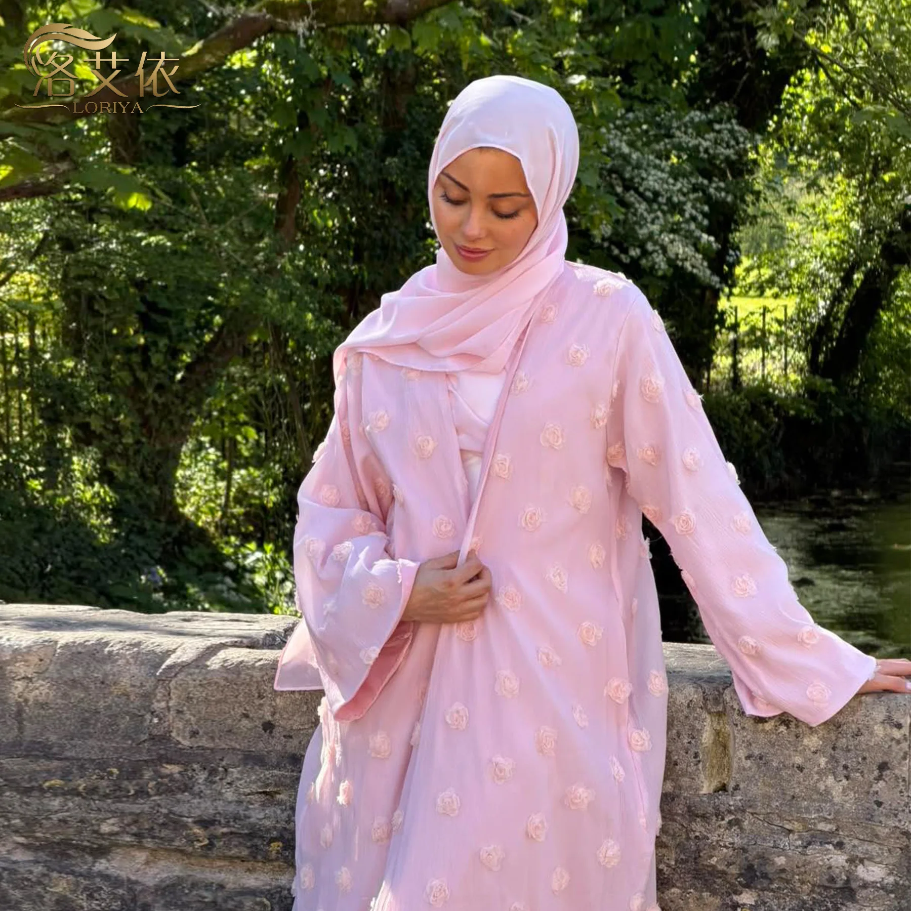 Conjunto de Vestido Abaya Abie - Embroidery Flower reseña y precio